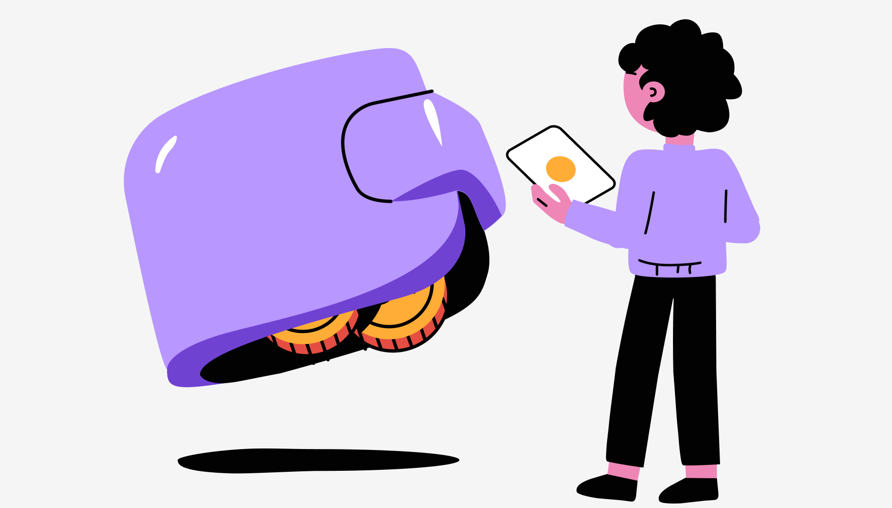 Illustration of a customer approving a payment from a crypto wallet on their phone